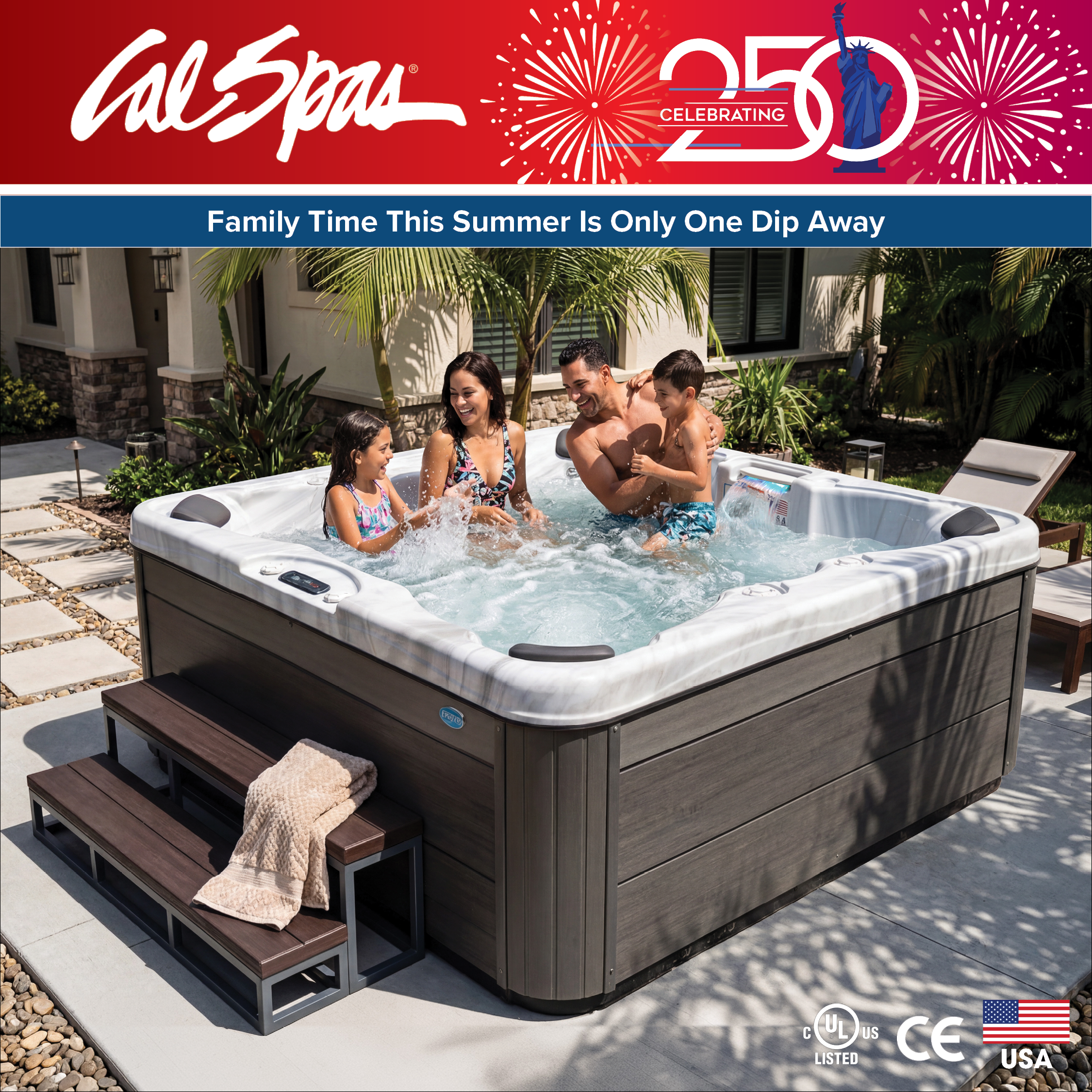 Calspas hot tub being used in a family setting - Hyde Park